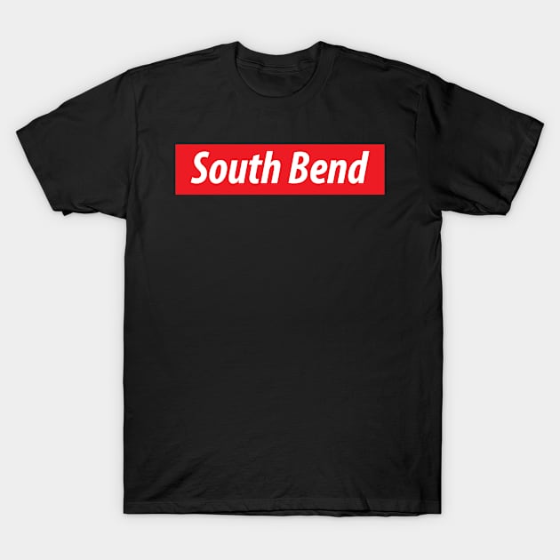 ​'South Bend' Indiana USA white text on a red background T-Shirt by keeplooping